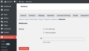 Plugin settings (tab Webhooks)
